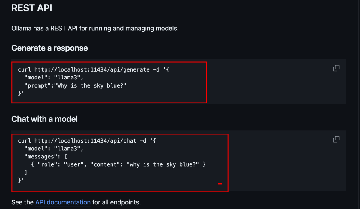 ollma 常用 API